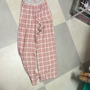 Hollister Light Pink Plaid Lounge Pants